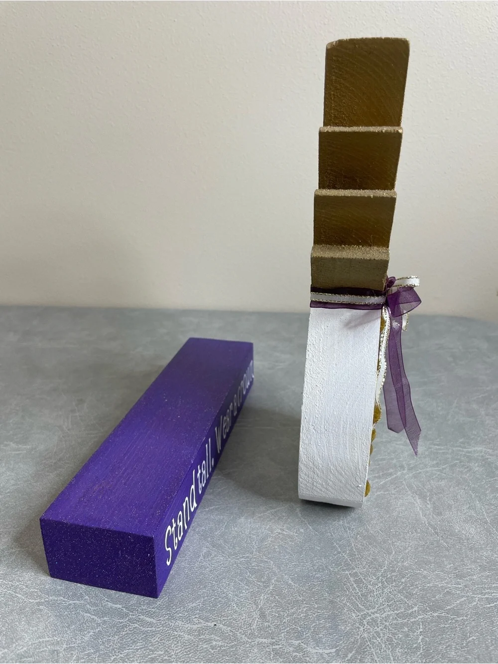 Hand Crafted White, Gold & Purple Pineapple Table Decor